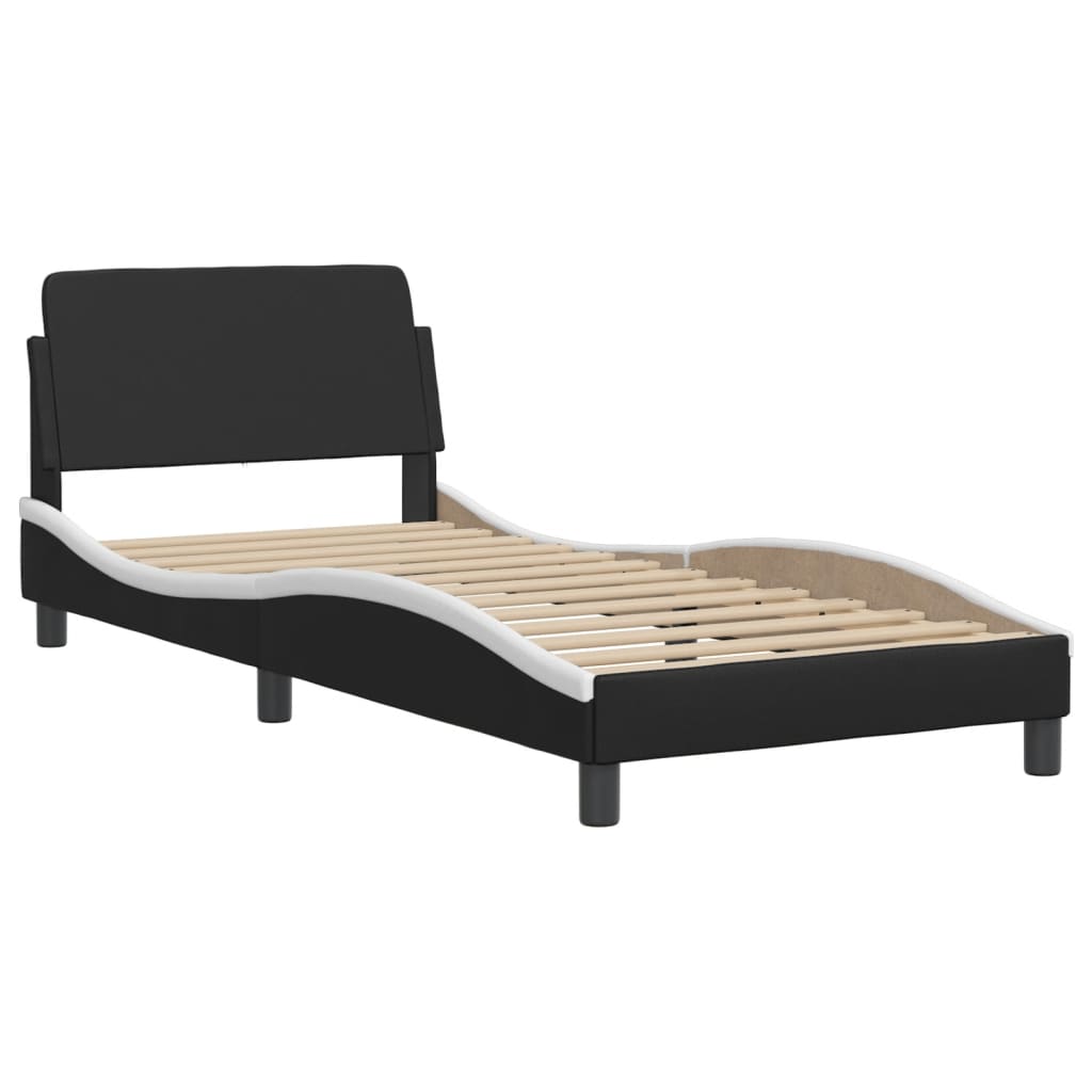 Bed Frame without Mattress "Zadar" Black and White 90x200 cm Faux Leather