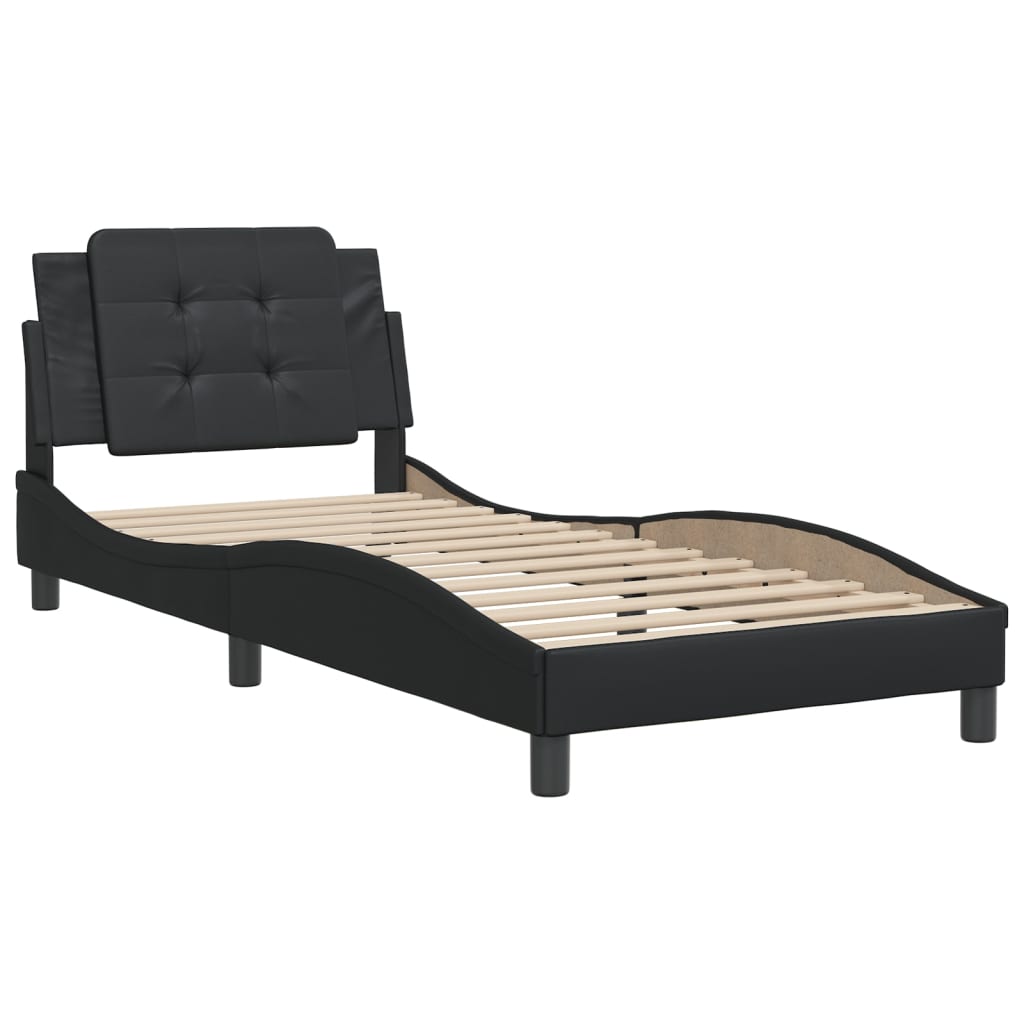 Bed Frame without Mattress "Zadar" Black 100x200 cm Faux Leather