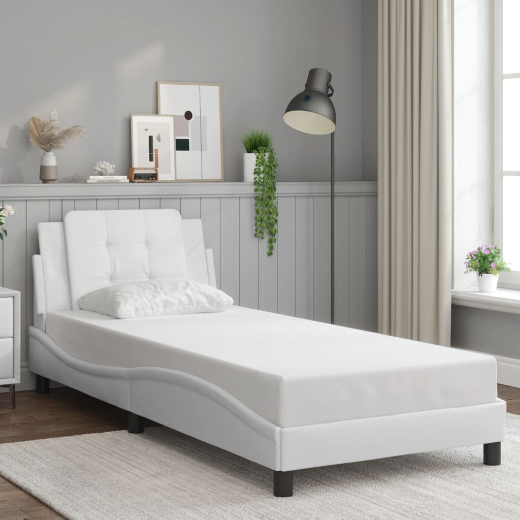 Bed Frame without Mattress "Zadar" White 100x200 cm Faux Leather