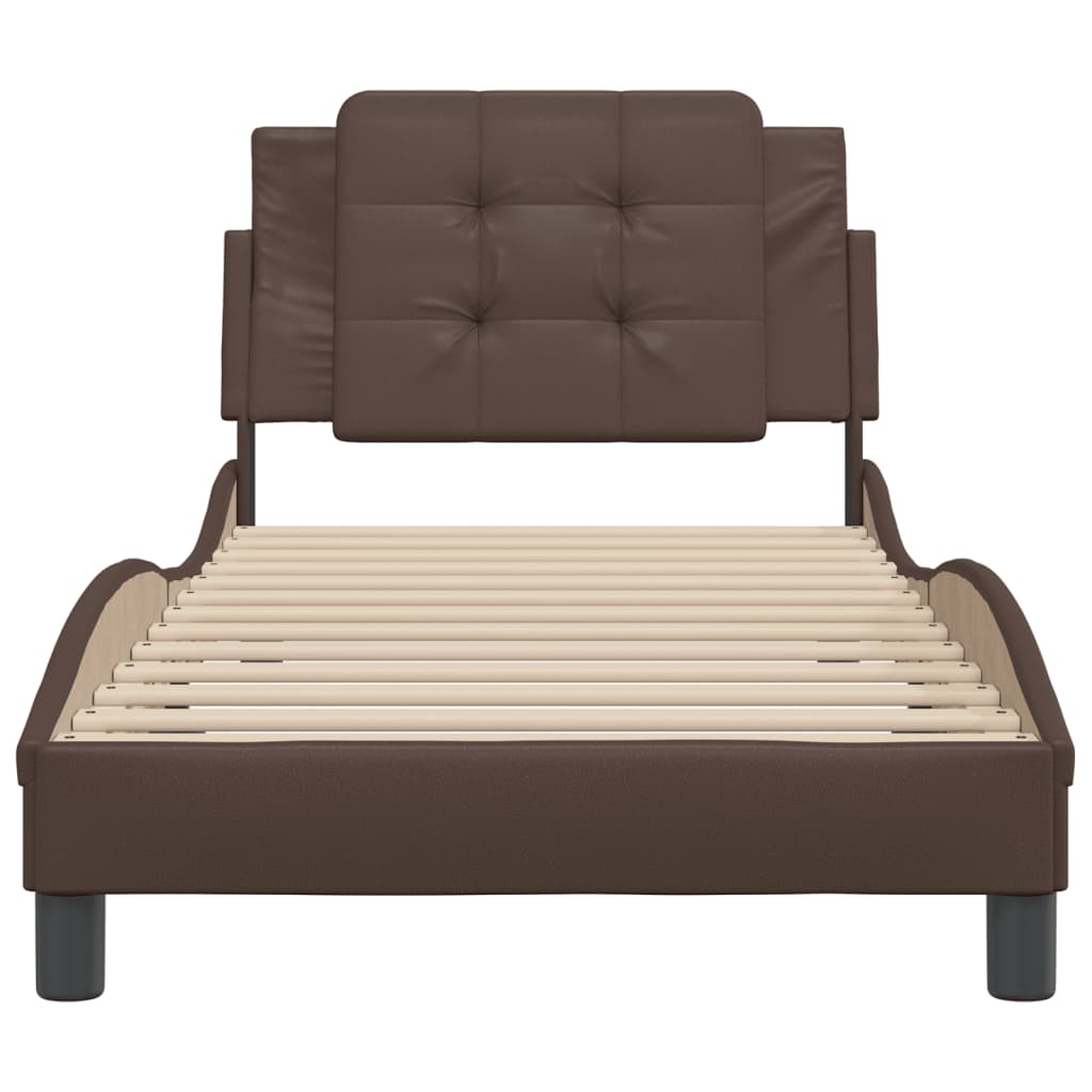 Bed Frame without Mattress "Zadar" Brown 100x200 cm Faux Leather