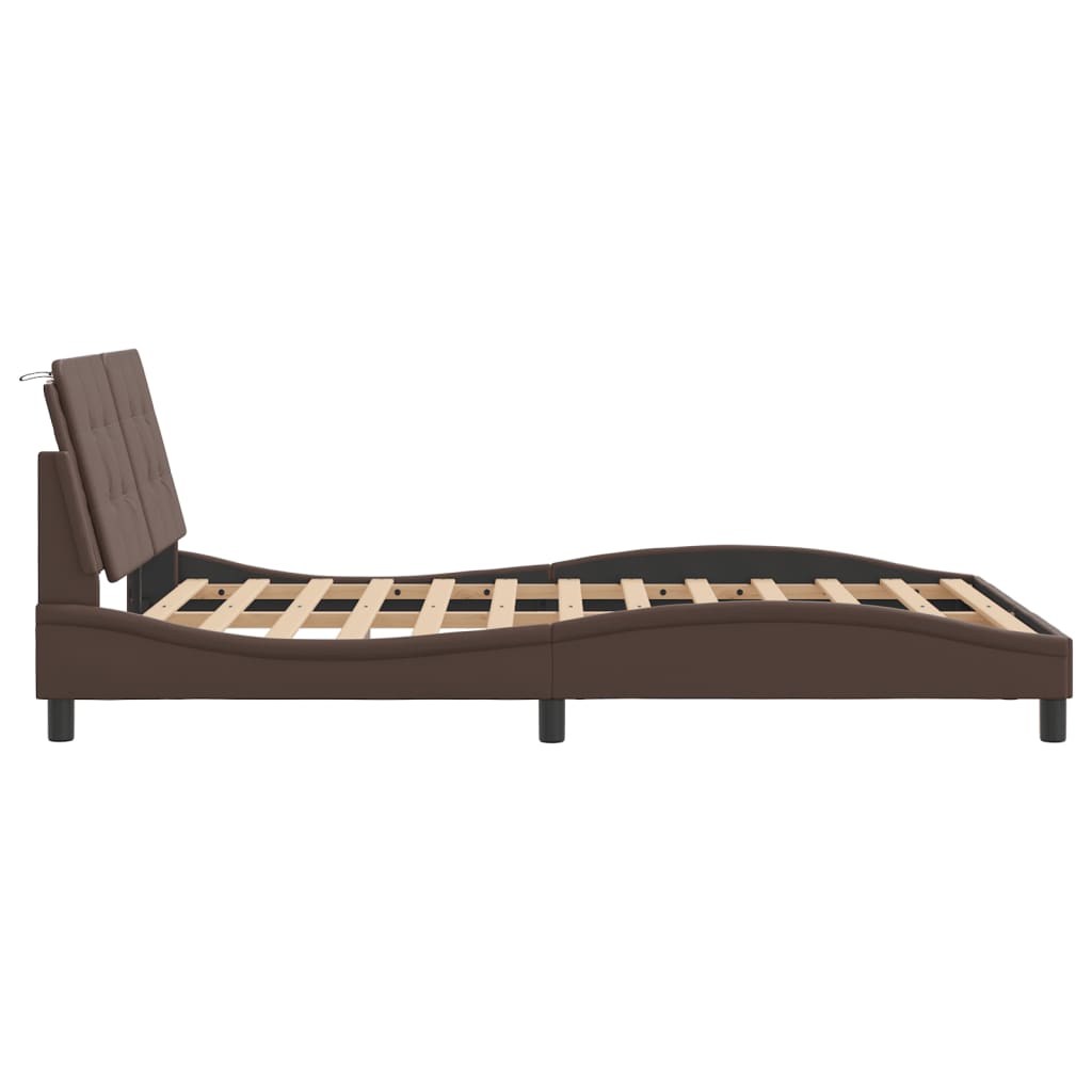 Bed Frame without Mattress "Zadar" Brown 120x200 cm Faux Leather