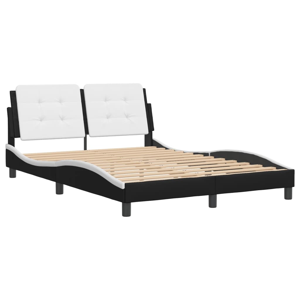 Bed Frame without Mattress "Zadar" Black and White 120x200 cm Faux Leather