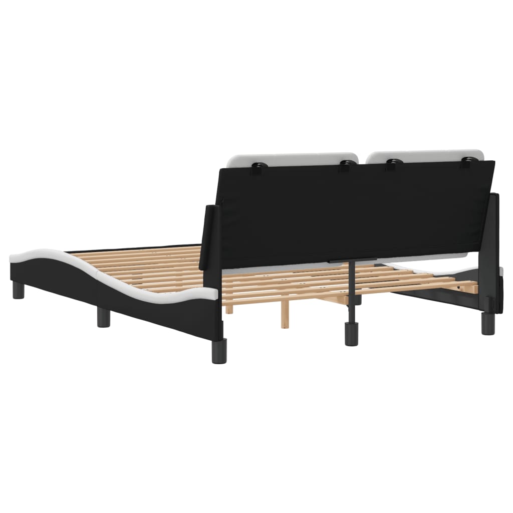 Bed Frame without Mattress "Zadar" Black and White 120x200 cm Faux Leather