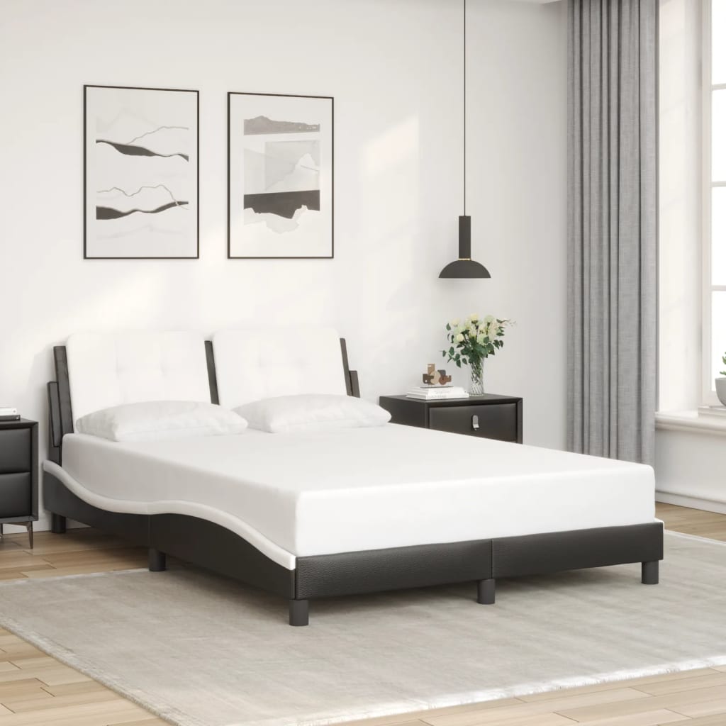 Bed Frame without Mattress "Zadar" Black and White 120x200 cm Faux Leather