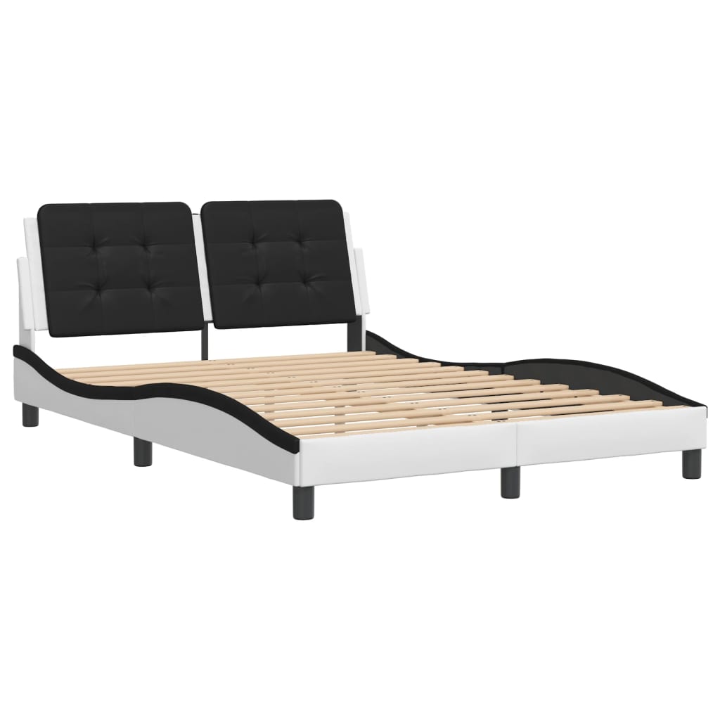 Bed Frame without Mattress "Zadar" White and Black 120x200 cm Faux Leather