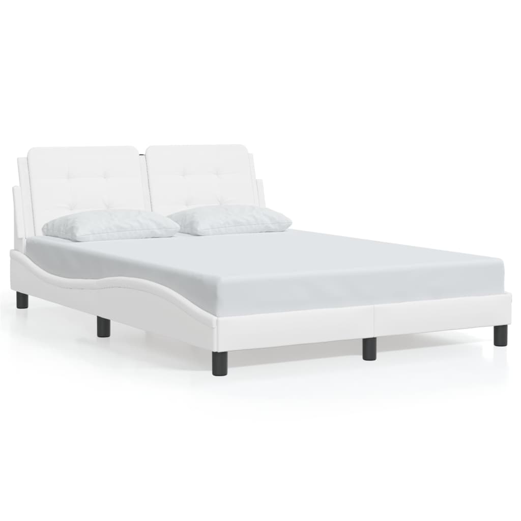 Bed Frame without Mattress "Zadar" White 140x190 cm Faux Leather