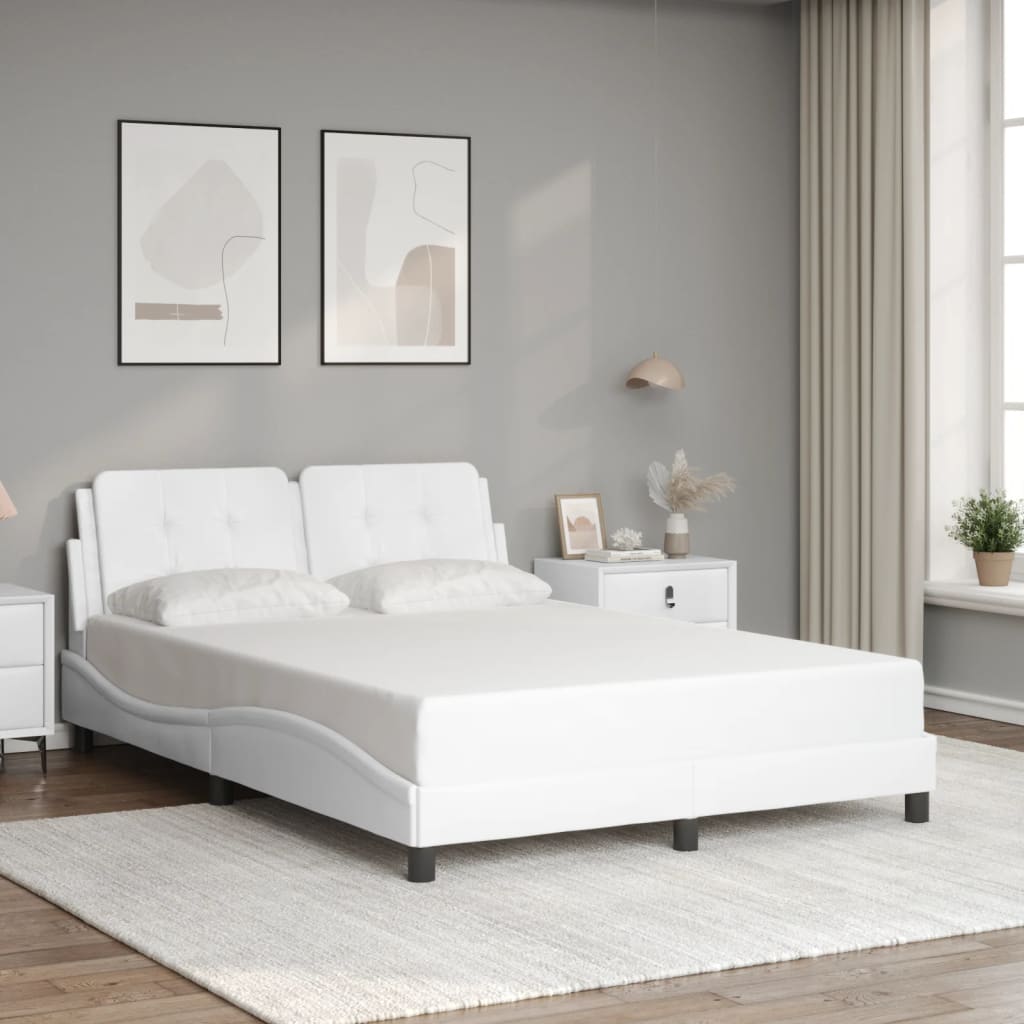 Bed Frame without Mattress "Zadar" White 140x190 cm Faux Leather