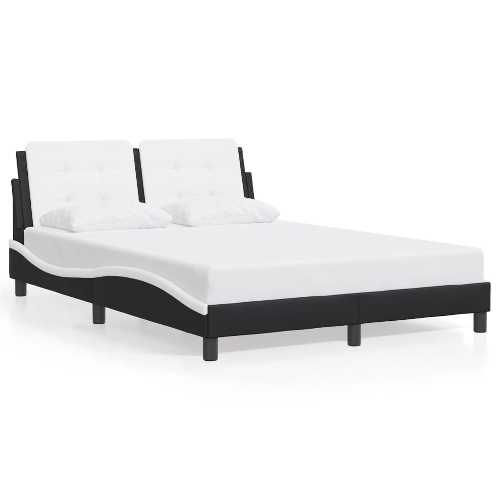 Bed Frame without Mattress "Zadar" Black and White 140x190 cm Faux Leather