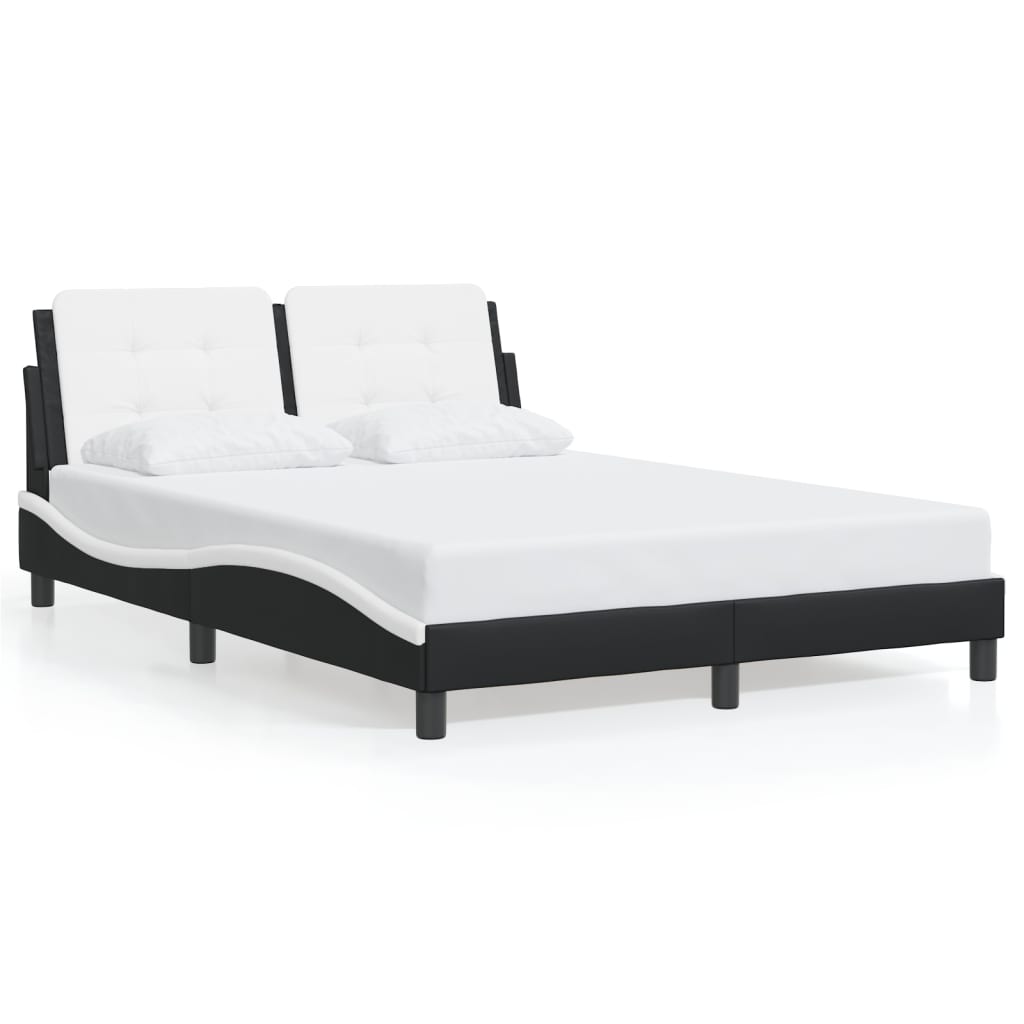 Bed Frame without Mattress "Zadar" Black and White 140x200 cm Faux Leather