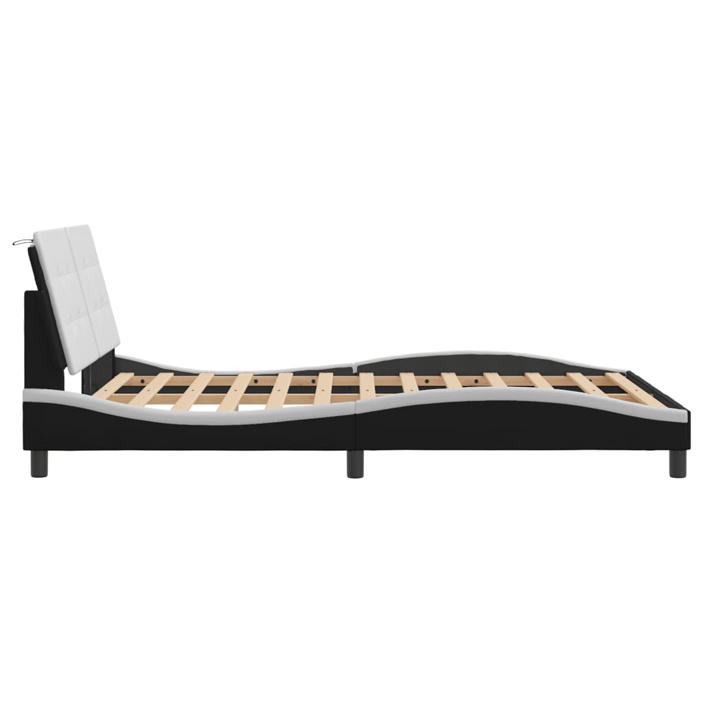 Bed Frame without Mattress "Zadar" Black and White 140x200 cm Faux Leather