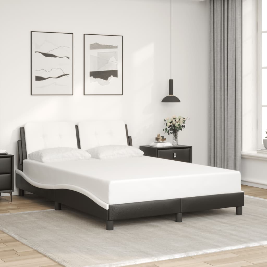 Bed Frame without Mattress "Zadar" Black and White 140x200 cm Faux Leather