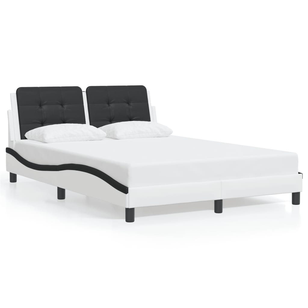Bed Frame without Mattress "Zadar" White and Black 140x200 cm Faux Leather