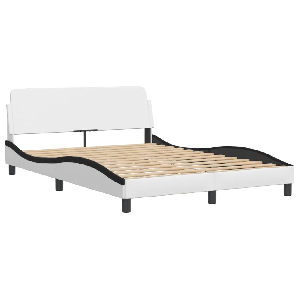 Bed Frame without Mattress "Zadar" White and Black 140x200 cm Faux Leather