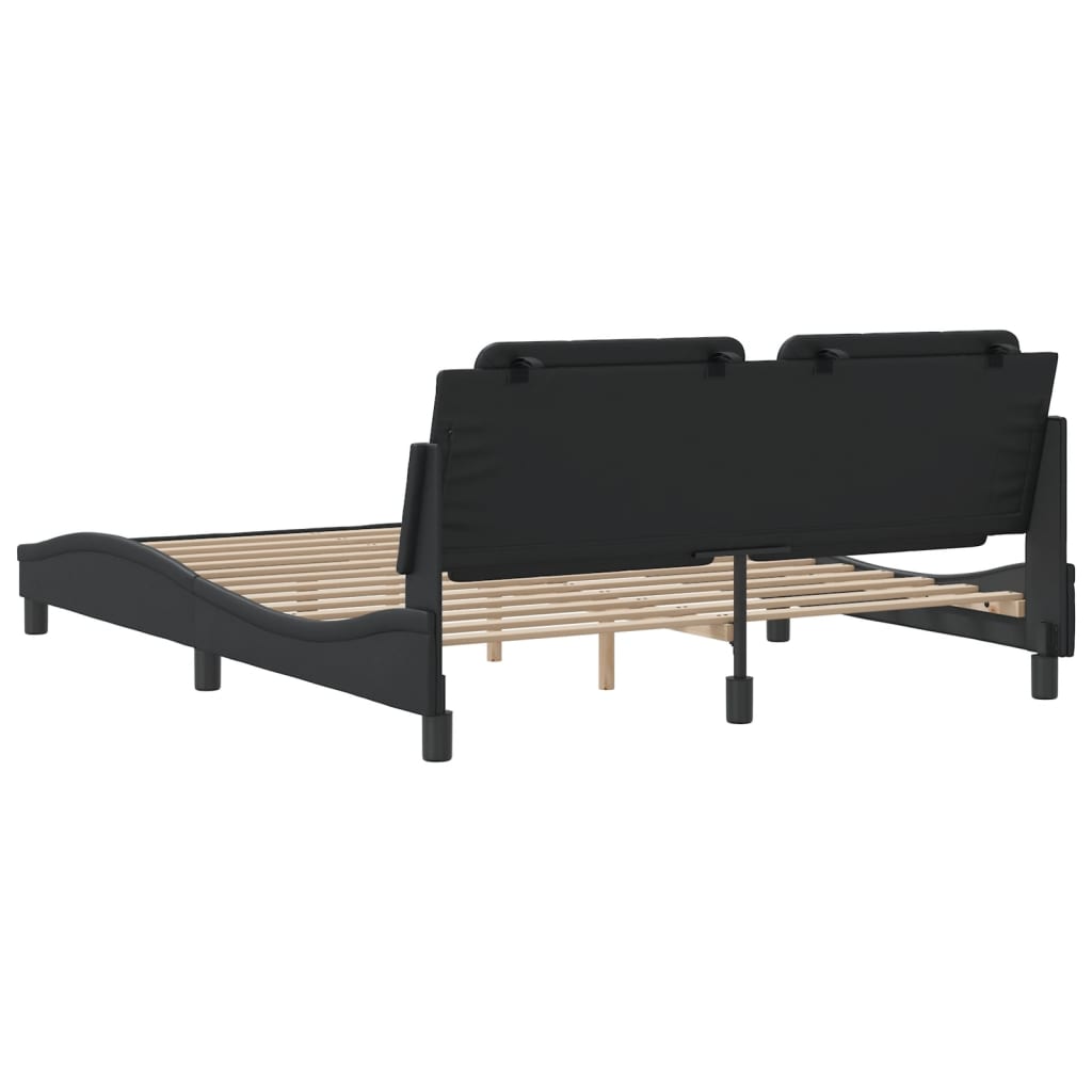 Bed Frame without Mattress "Zadar" Black 160x200 cm Faux Leather
