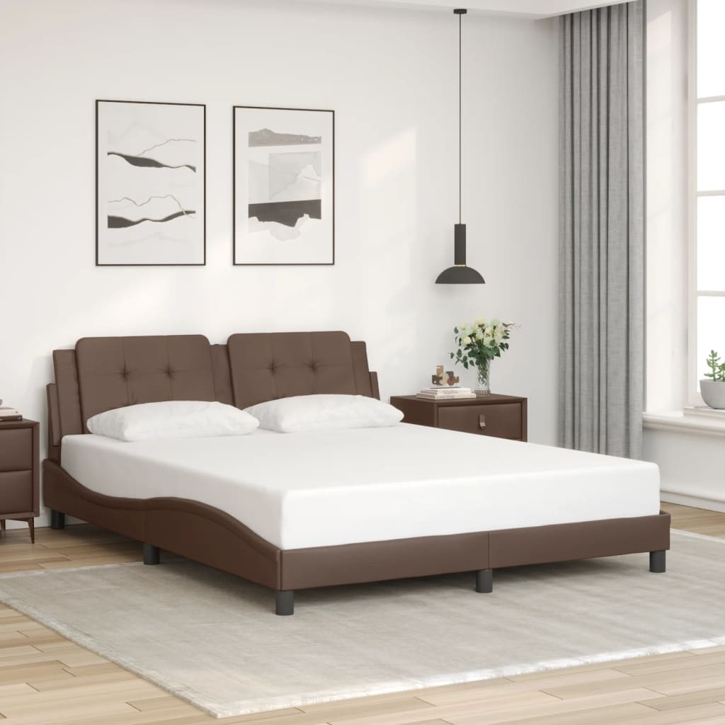 Bed Frame without Mattress "Zadar" Brown 160x200 cm Faux Leather