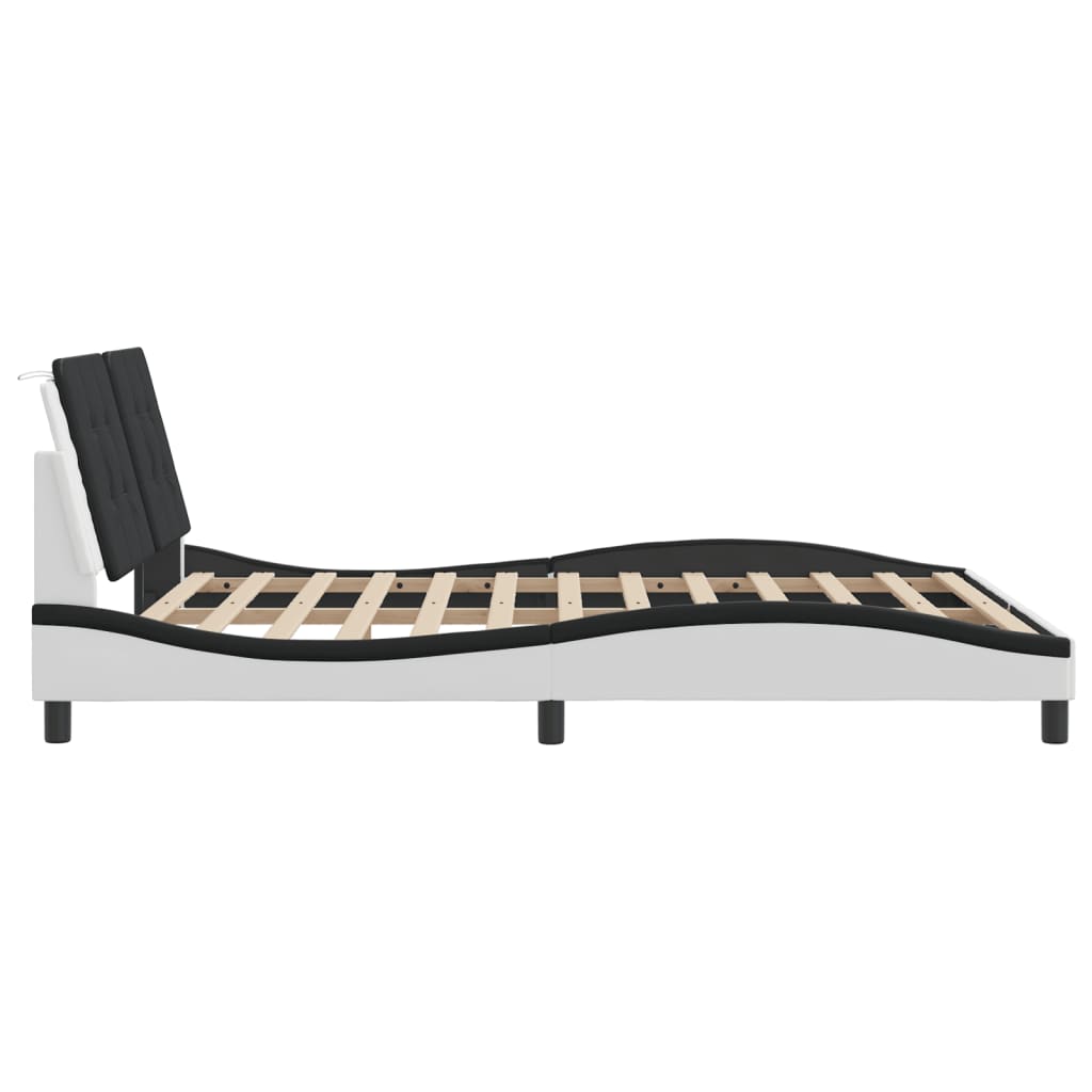 Bed Frame without Mattress "Zadar" White and Black 160x200 cm Faux Leather