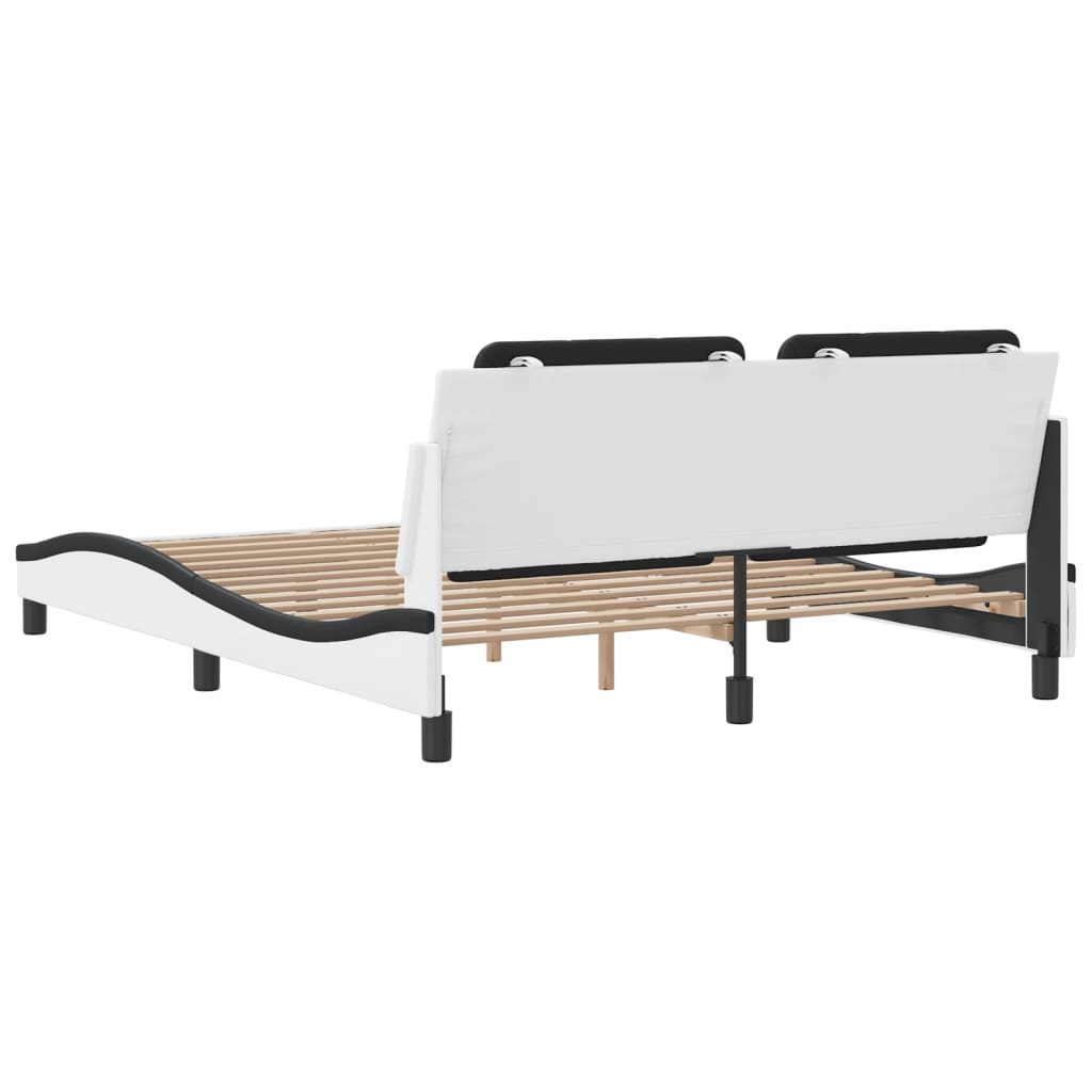 Bed Frame without Mattress "Zadar" White and Black 160x200 cm Faux Leather