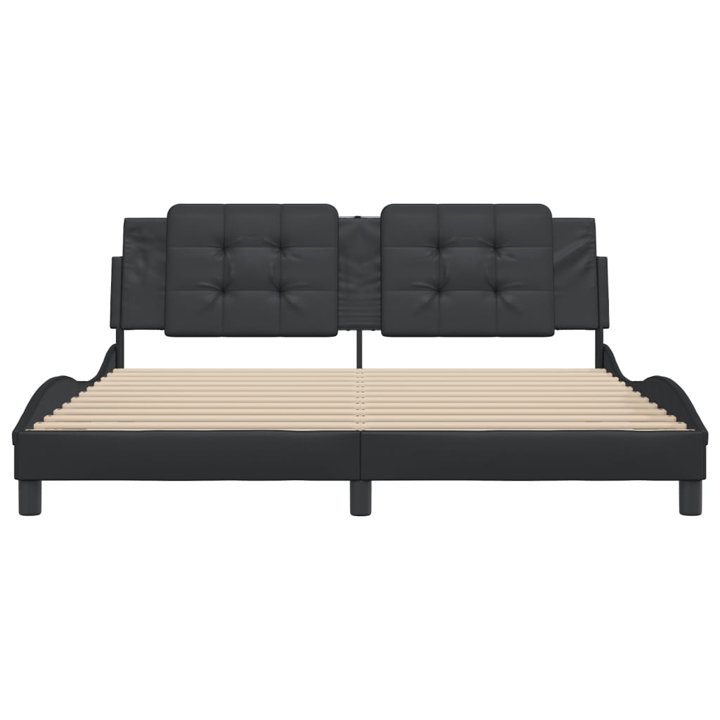 Bed Frame without Mattress "Zadar" Black 180x200 cm Super King Faux Leather