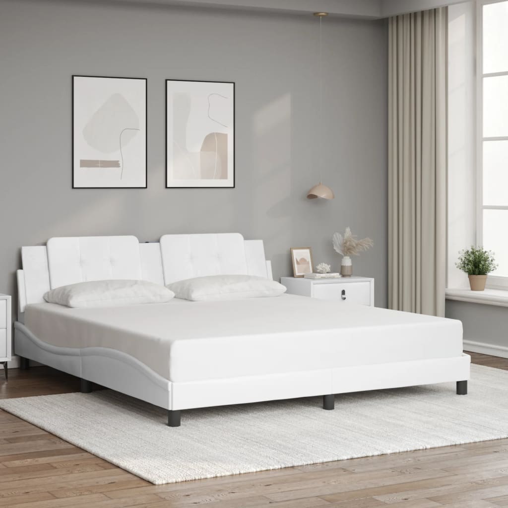 Bed Frame without Mattress "Zadar" White 180x200 cm Super King Faux Leather