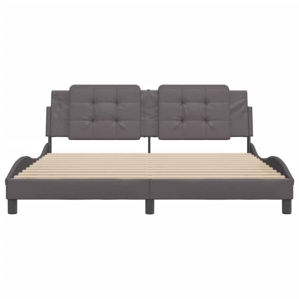 Bed Frame without Mattress "Zadar" Grey 180x200 cm Super King Faux Leather