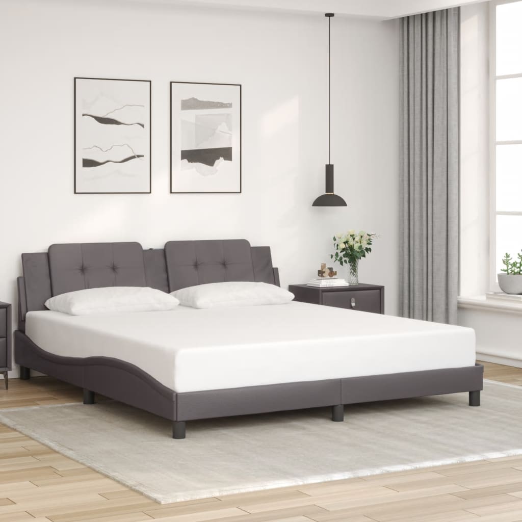 Bed Frame without Mattress "Zadar" Grey 180x200 cm Super King Faux Leather
