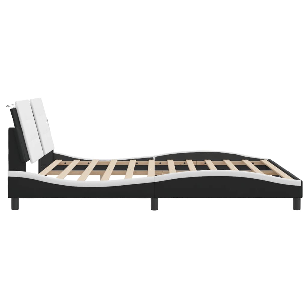 Bed Frame without Mattress "Zadar" Black and White 180x200 cm Super King Faux Leather