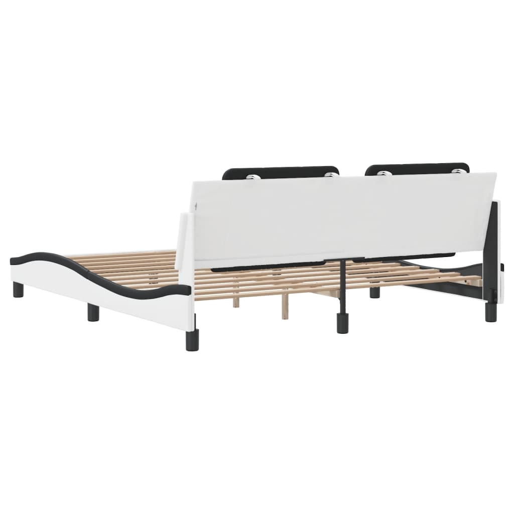 Bed Frame without Mattress "Zadar" White and Black 180x200 cm Super King Faux Leather