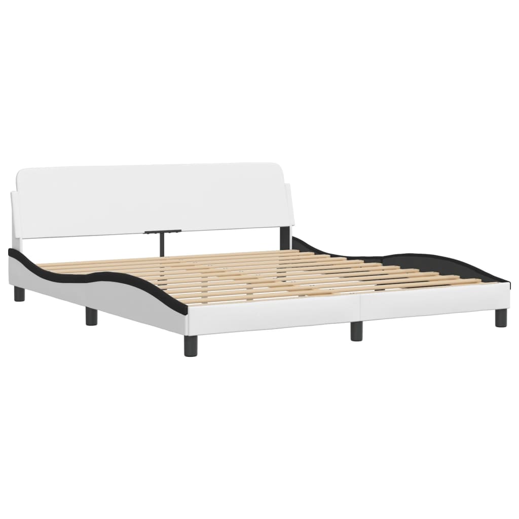 Bed Frame without Mattress "Zadar" White and Black 180x200 cm Super King Faux Leather