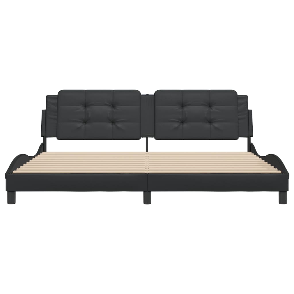 Bed Frame without Mattress "Zadar" Black 200x200 cm Faux Leather