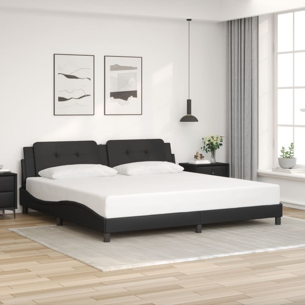 Bed Frame without Mattress "Zadar" Black 200x200 cm Faux Leather
