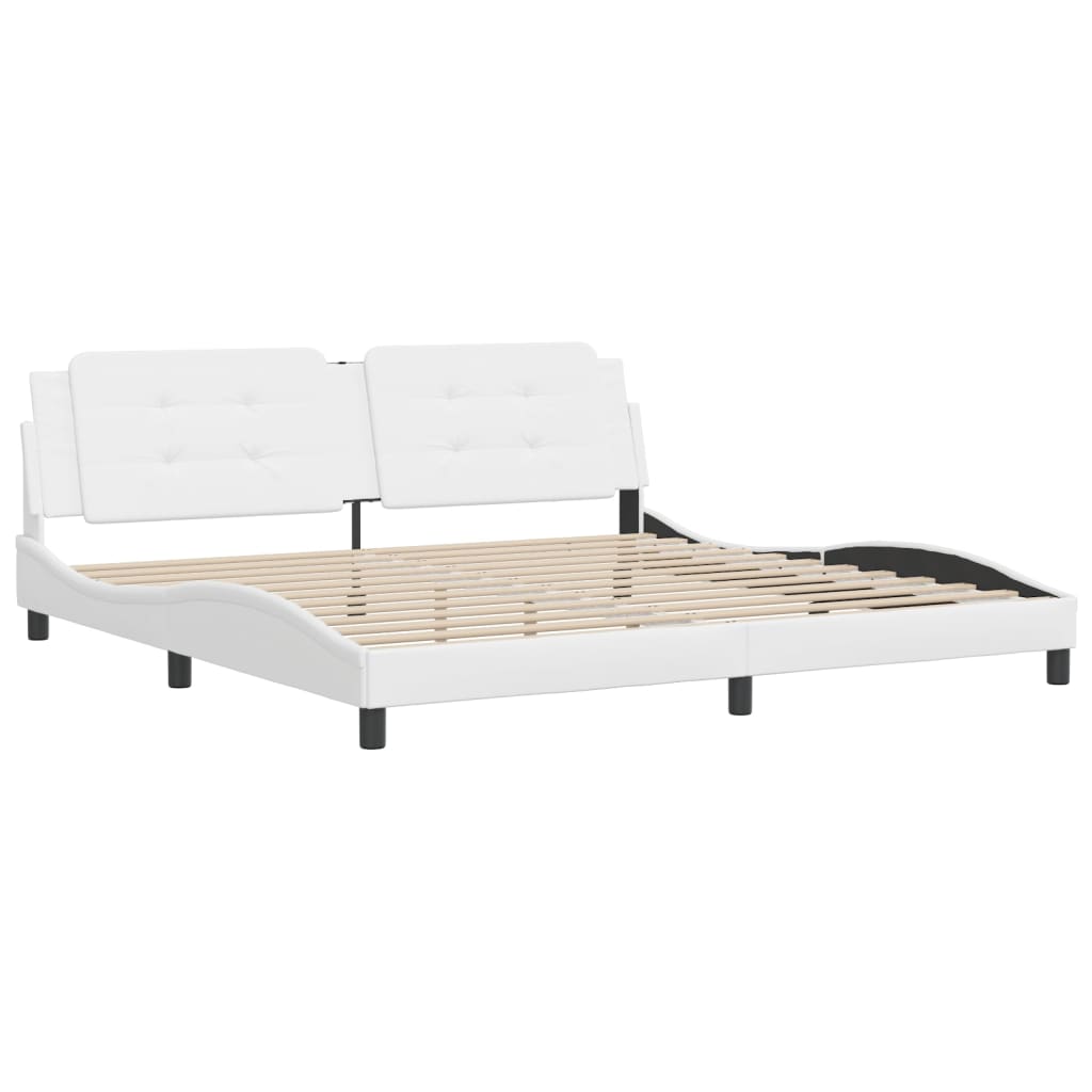 Bed Frame without Mattress "Zadar" White 200x200 cm Faux Leather