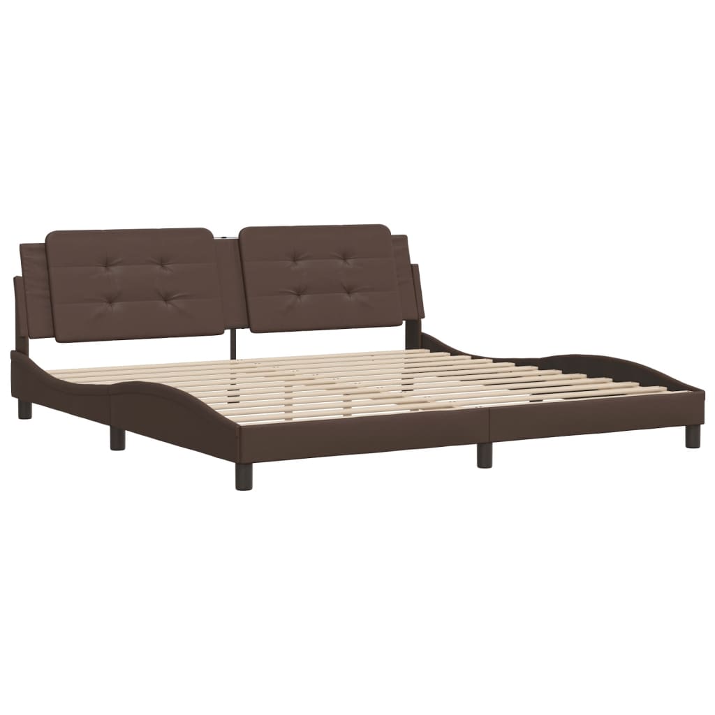 Bed Frame without Mattress "Zadar" Brown 200x200 cm Faux Leather