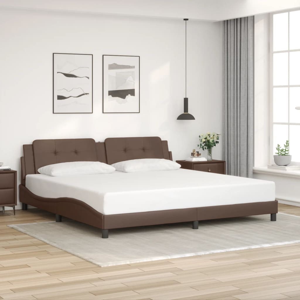 Bed Frame without Mattress "Zadar" Brown 200x200 cm Faux Leather