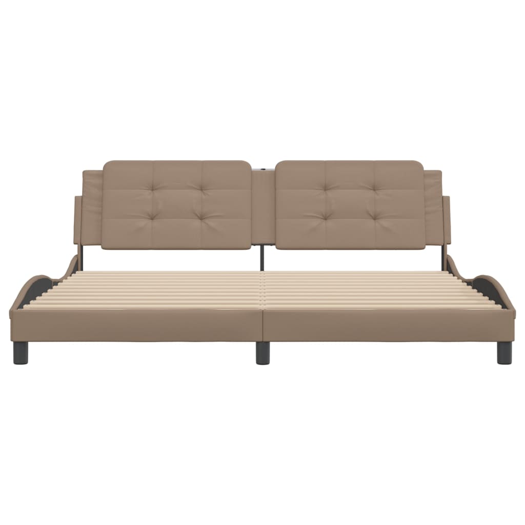 Bed Frame without Mattress "Zadar" Cappuccino 200x200 cm Faux Leather
