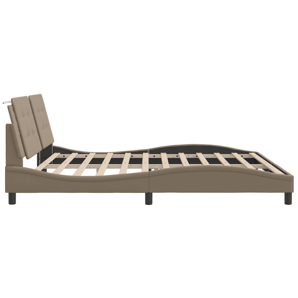 Bed Frame without Mattress "Zadar" Cappuccino 200x200 cm Faux Leather