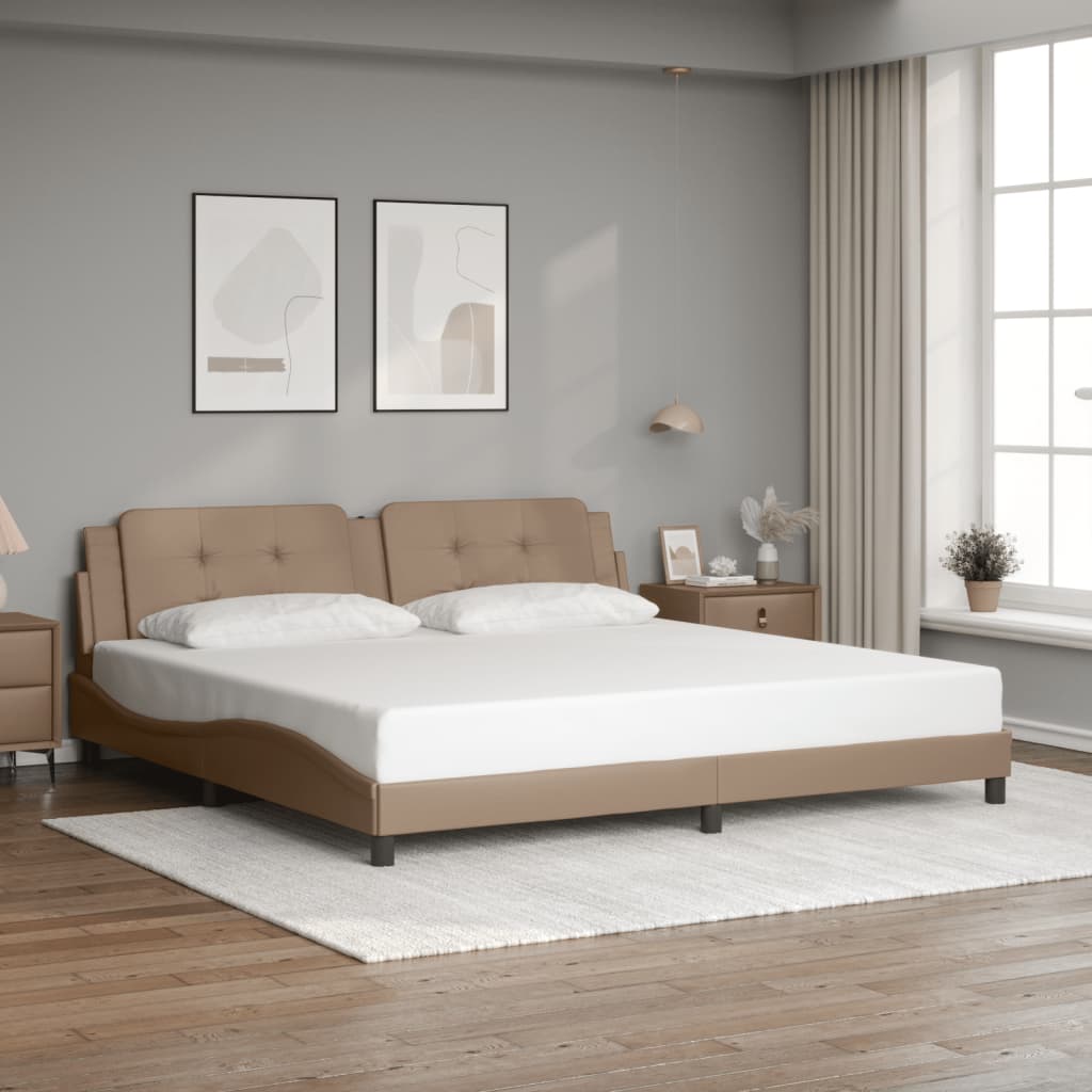 Bed Frame without Mattress "Zadar" Cappuccino 200x200 cm Faux Leather
