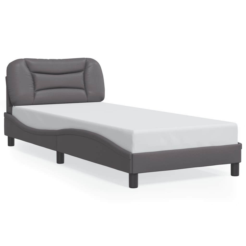 Bed Frame with LED without Mattress "Hvar" Grey 80x200 cm