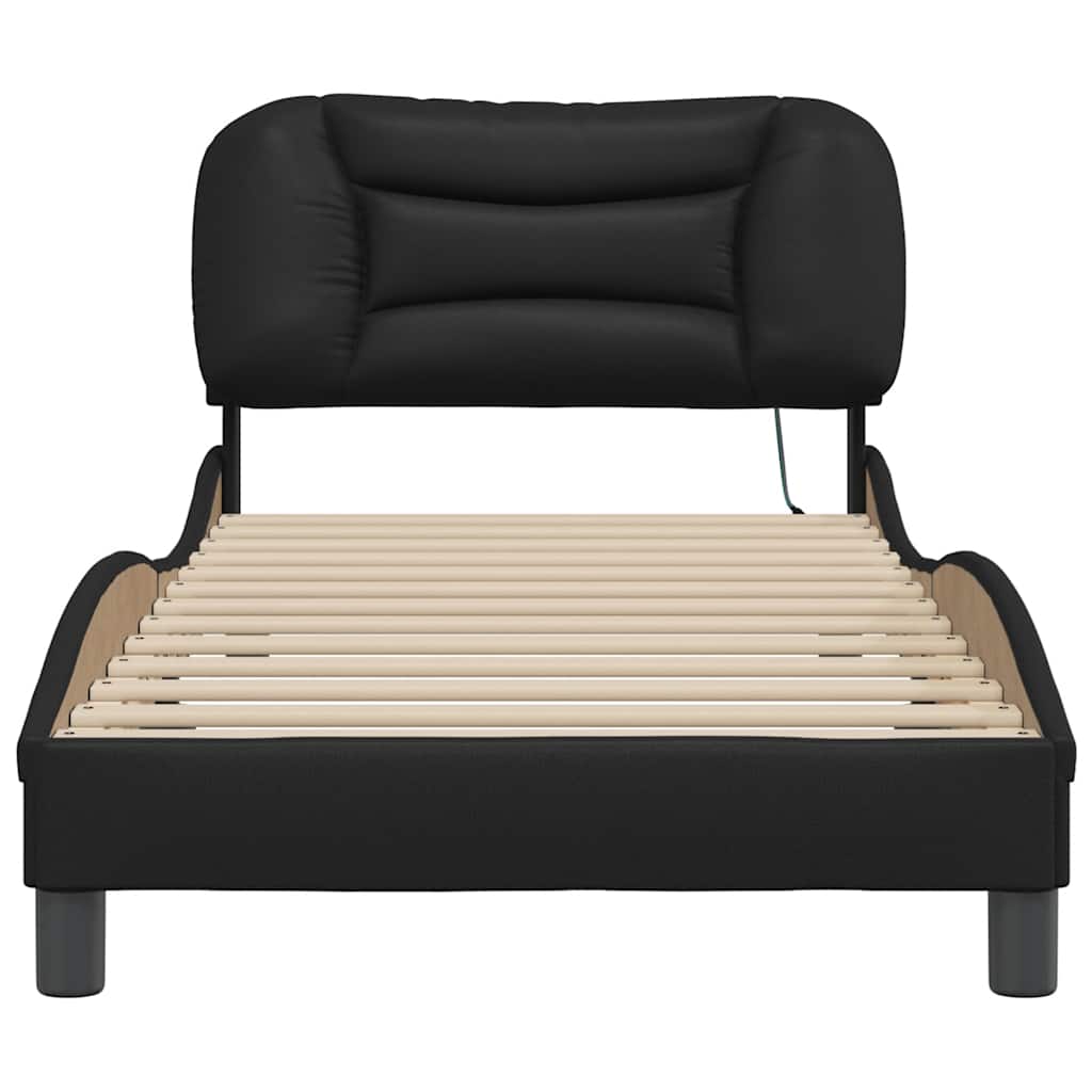 Bed Frame with LED without Mattress "Hvar" Black 90x200 cm