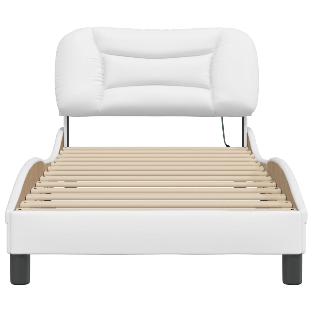 Bed Frame with LED without Mattress "Hvar" White 90x200 cm