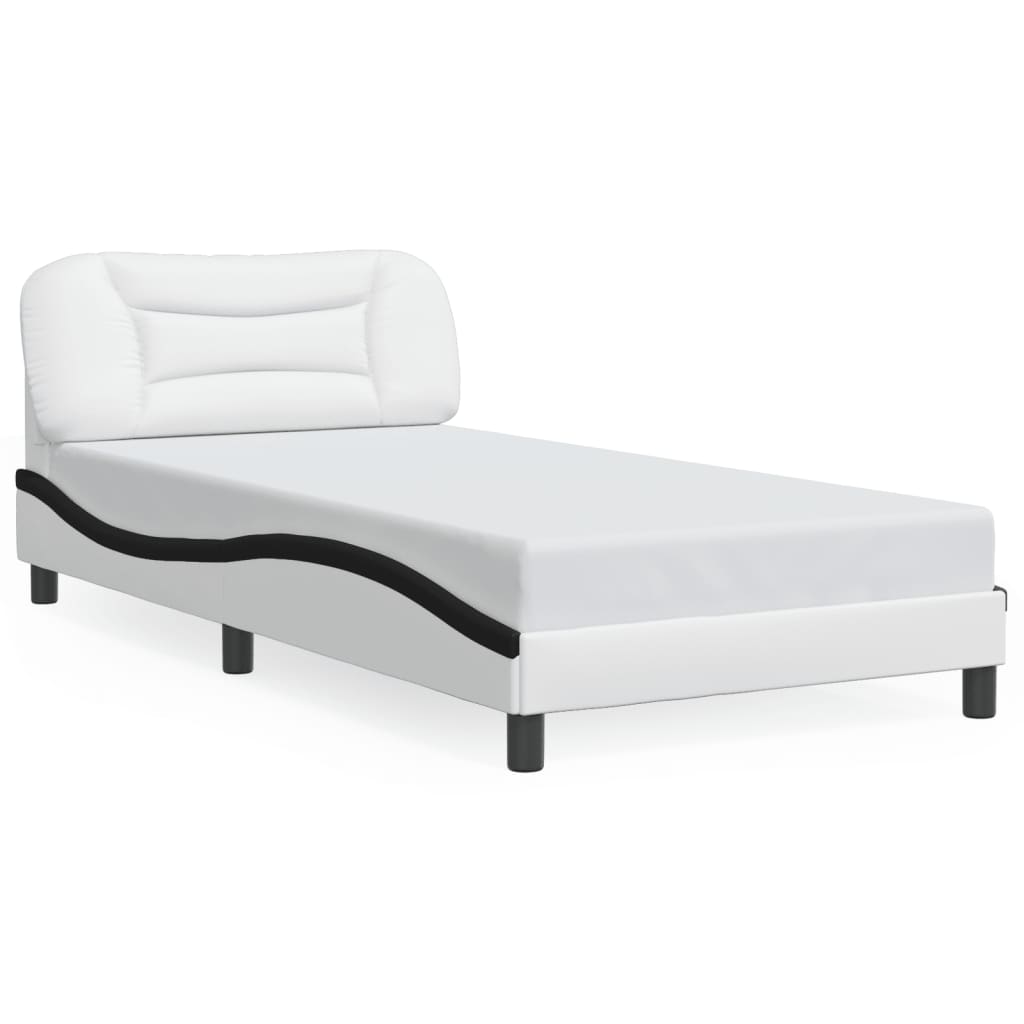 Bed Frame with LED without Mattress "Hvar" White and Black 100x200 cm