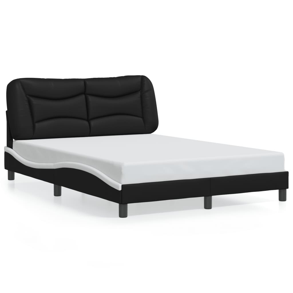 Bed Frame with LED without Mattress "Hvar" Black and White 120x200 cm