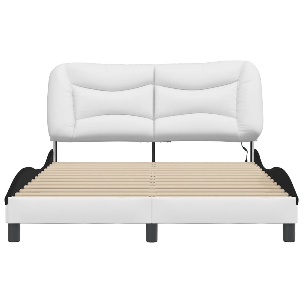 Bed Frame with LED without Mattress "Hvar" White and Black 120x200 cm