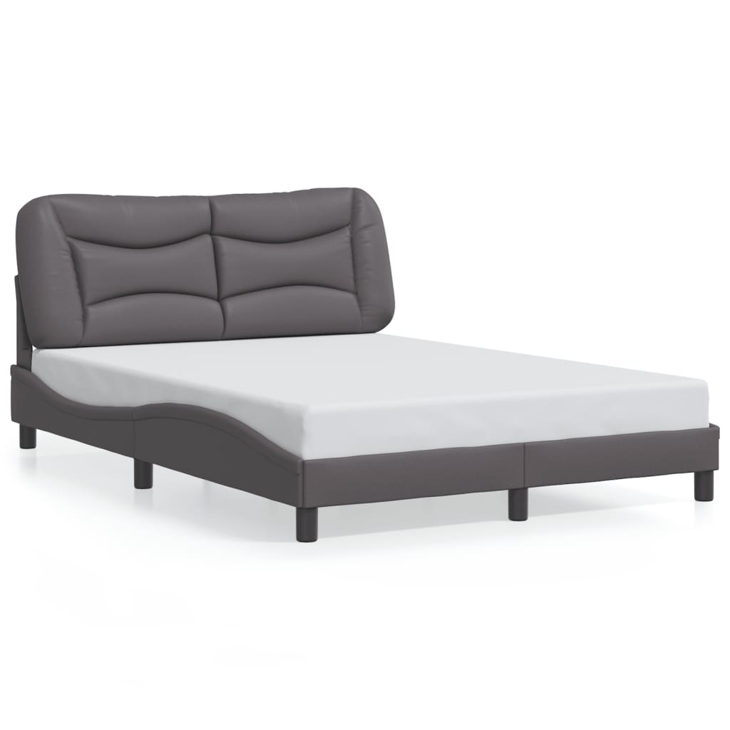 Bed Frame with LED without Mattress "Hvar" Grey 140x190 cm