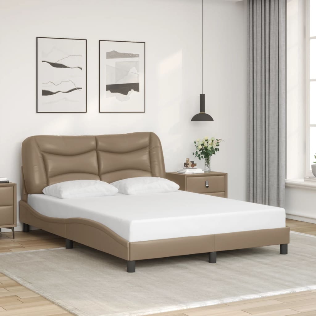 Bed Frame with LED without Mattress "Hvar" Cappuccino 140x190 cm