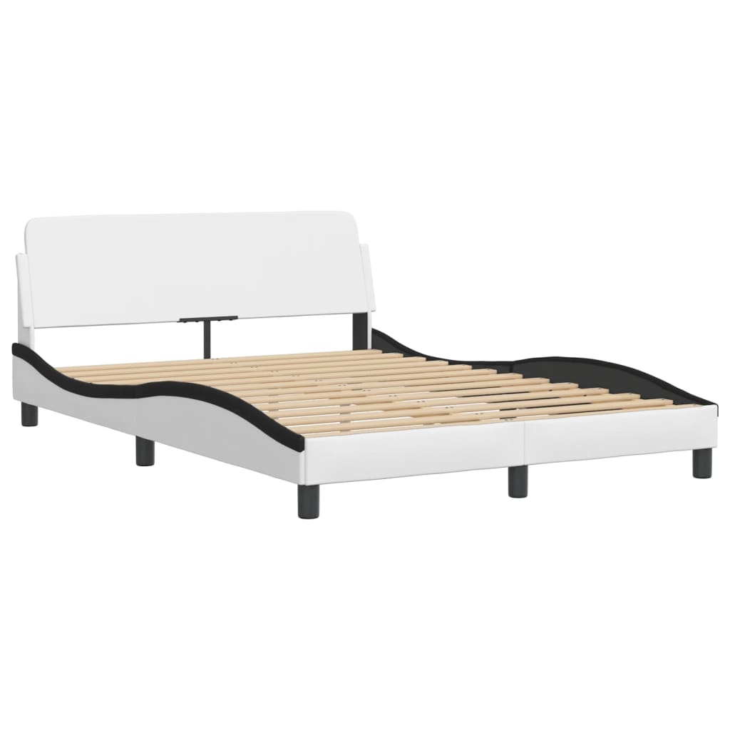 Bed Frame with LED without Mattress "Hvar" White and Black 140x190 cm