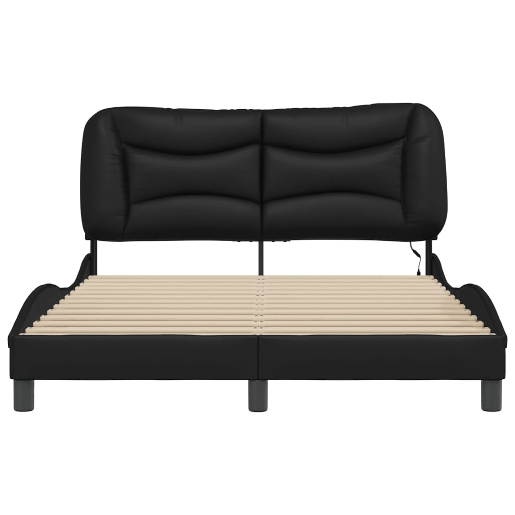 Bed Frame with LED without Mattress "Hvar" Black 140x200 cm