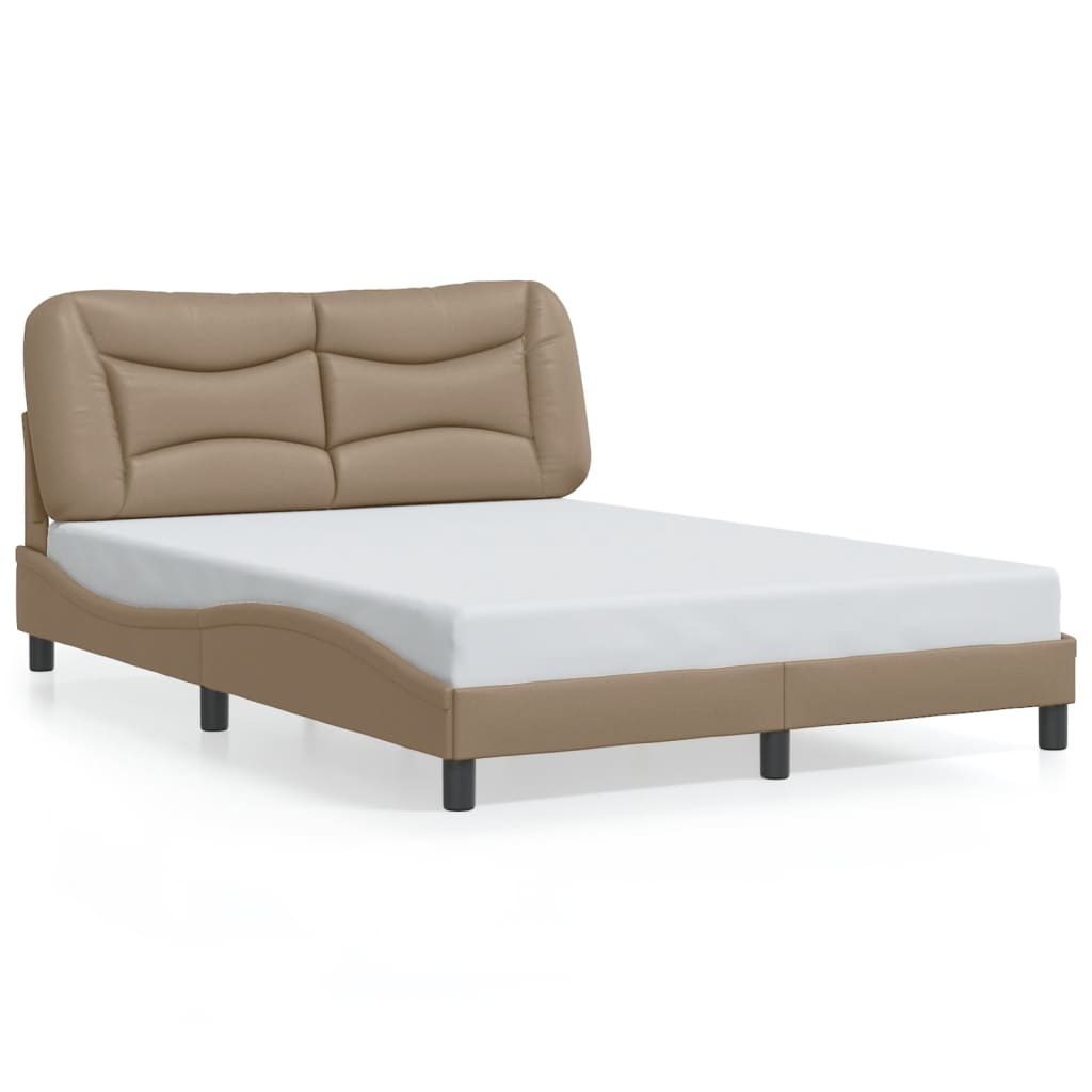 Bed Frame with LED without Mattress "Hvar" Cappuccino 140x200 cm