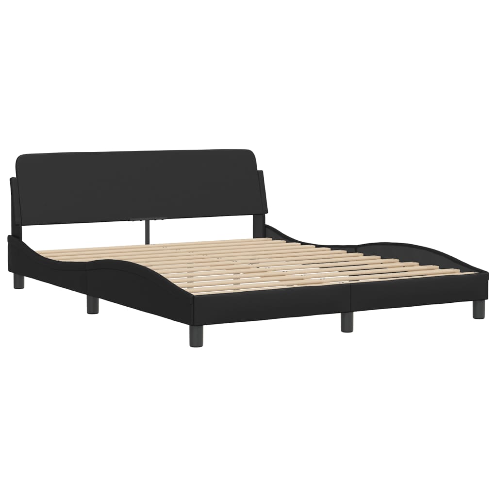 Bed Frame with LED without Mattress "Hvar" Black 160x200 cm