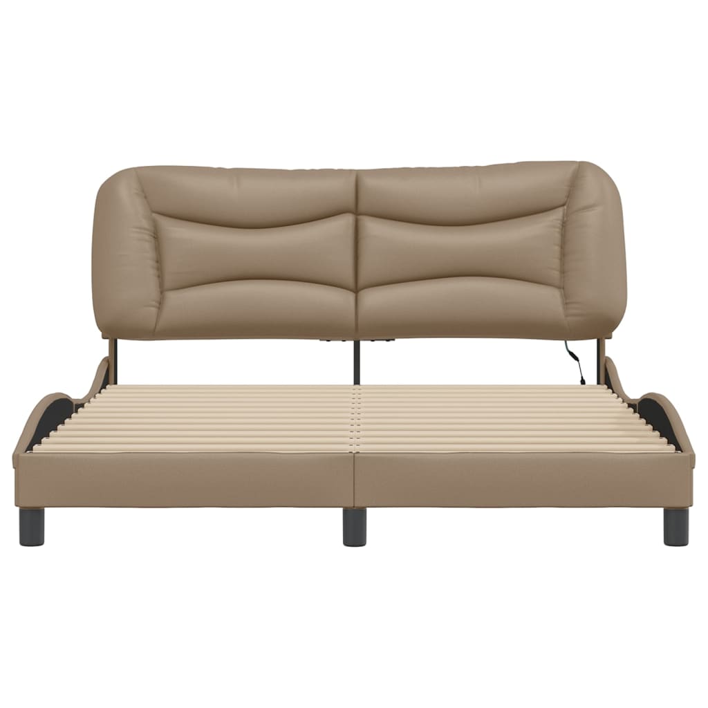 Bed Frame with LED without Mattress "Hvar" Cappuccino 160x200 cm