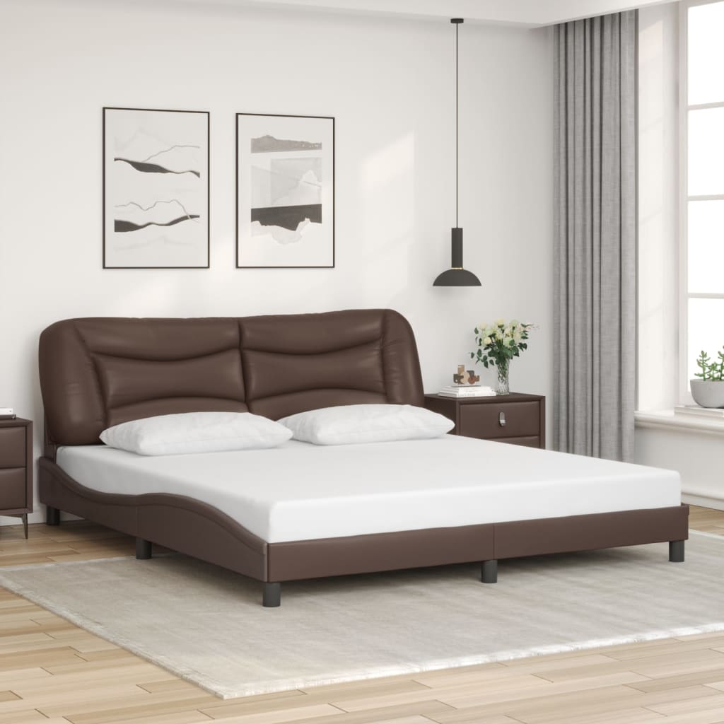 Bed Frame with LED without Mattress "Hvar" Brown 180x200 cm
